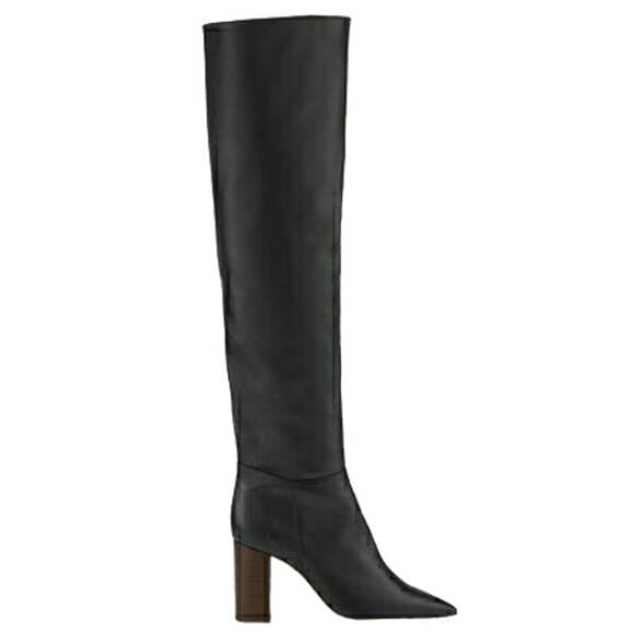 MAJE Fauve leather pointed pointy toe thigh over the knee black boots 40 9 NEW - Picture 3 of 10